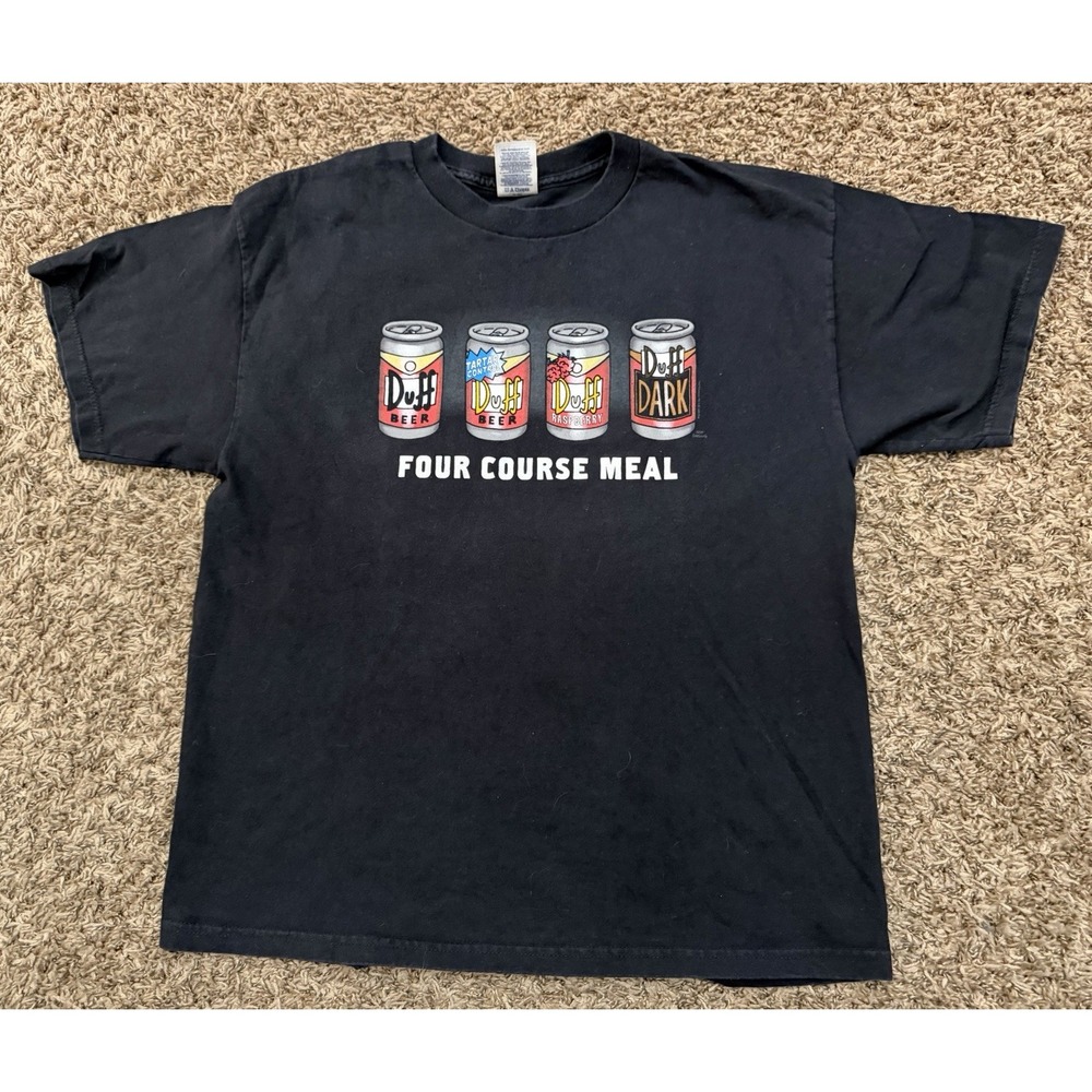 Delta Pro The Simpsons Men's T-shirt Duff Beer Four Course Meal Black Size Large
